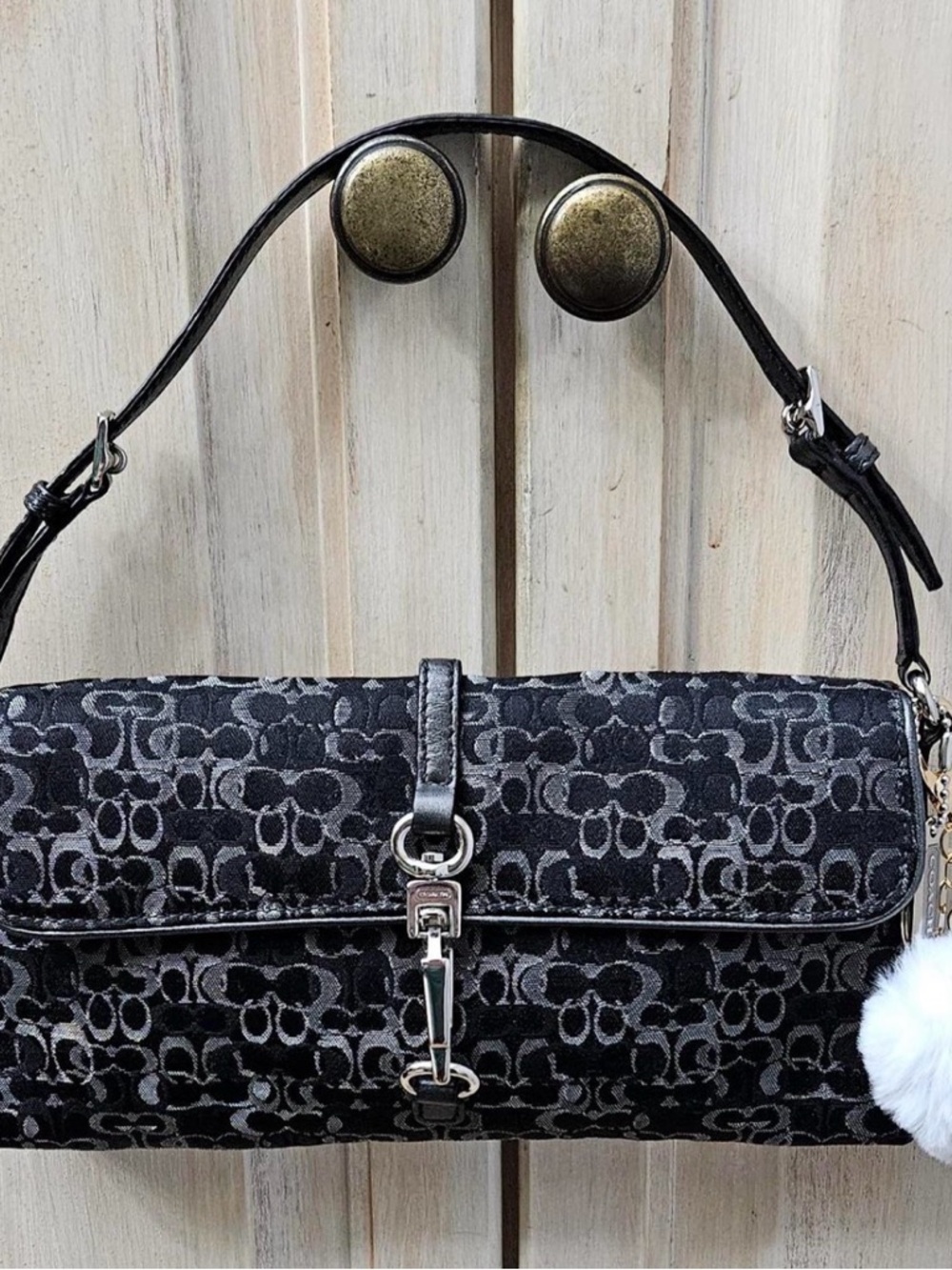 Coach Black & Gray Signature Jacquard Shoulder Bag